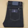 Jeans para hombre de algodón elástico grueso cálido de otoño e invierno, rectos, holgados, mezcla de fibra de poliéster, color azul oscuro