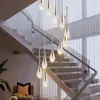 Araña de Escalera de Entrada Doble de Lujo Araña para Sala de Estar de Villa Araña de Vestíbulo Moderna Sencilla Araña Larga de Cristal para Comedor