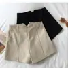 Novos shorts de lã femininos para outono e inverno, cintura alta, calças elegantes em linha A, emagrecedores, calças casuais de perna larga para combinar com moletons estilo coreano