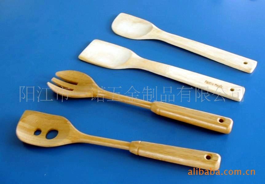 Q-025竹木餐具,木锅铲,木叉,木汤勺,木碗_