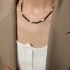 Collar Elegante de Moda Estilo Hong Kong Elegante Versátil Joyería Piedra Tianhe Perla de Agua Dulce Diseño de Cuentas Acero Titanio Chapado en Oro