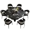 Mesa de Jantar Extensível Dobrável de Mármore Natural Minimalista Estilo Italiano para Apartamentos Pequenos, Conjunto de Mesa e Cadeiras de Jantar de Alta Qualidade para Casa