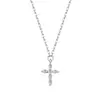 Collar con Colgante de Cruz de Plata de Ley S925 con Moissanita Color D para Mujer, Cadena para Clavícula de Personalidad Hip Hop Estilo Europeo y Americano