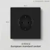 Enchufe de Interruptor Esmerilado Estándar Británico de Exportación Negro, Un Interruptor Enchufe Multifuncional de Cinco Agujeros USB Estilo Europeo Interruptor de 25A