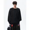 Sudadera con cuello redondo y remaches de estrella de metal para hombre, top de otoño de talla grande moderno de corte holgado para adolescentes con un look genial y elegante