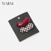 Wjia Nuevo Clip de Pato Doble de Bloques de Color a Cuadros Rojos y Blancos Clip para Flequillo Lateral Clip para el Cabello Accesorios para el Cabello