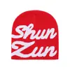 Gorro de Lana Tejido Jacquard con Letras Estilo Americano para Mujer, Gorro de Punto Cálido para Otoño e Invierno, Pañuelo para la Cabeza Adelgazante para Hombre, Gorro para Clima Frío