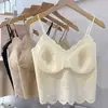 Camisola Sexy Coreana con Espalda Descubierta de Encaje y Almohadillas Integradas, Sin Varillas, Adecuada para Usar como Prenda Exterior, Camisola sin Mangas para Mujer