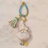 Pingente de Fivela de Argola com Borla de Cabaça de Brocado Song Estilo Chinês, Chaveiro Dourado com Areia Conserva Cor, Acessório Charme para Bolsa