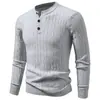 Suéter masculino popular 2026 transfronteiriço, novo padrão torcido outono e inverno, moda solta, gola V, camisa base versátil