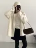 Suéter Holgado de Lana Mezclada con Cuello en V, Casual y Elegante, Cardigan 2025, Otoño e Invierno, Nuevo, Abotonado, Ropa Exterior Gruesa 25940