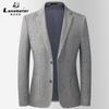 Traje Grueso de Punto Jacquard Elástico para Primavera y Otoño Traje para Hombres Jóvenes y de Mediana Edad Corte Ajustado Sin Planchar Casual Individual Occidental Hombre