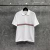 TIME BREATHE tb Camiseta de Manga Corta para Hombre 2023 Nuevo Diseño Sensación Línea Horizontal Rojo Blanco Azul Polo de Punto