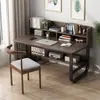 Escritorio de uso doméstico con estantería, escritorio de computadora integrado, mesa de escritorio para juegos, escritorio de escritura para niñas, escritorio simple, juego de escritorio y silla para estudiar