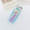 Bolsa de Batom Portátil Bolsa de Maquiagem Pequena Bolsa de Couro Colorida a Laser Chaveiro Batom Mini Bolsa de Cosméticos Chaveiro