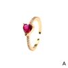 Anillo con Forma de Corazón Tachonado de Diamantes Transfronterizo para Mujer, Anillo Abierto Ajustable de Estilo Minimalista, Anillo Abierto de Moda Apilable Chapado en Oro de 18 Quilates