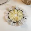 Scrunchie grande de malha com poá estilo francês, elástico de cabelo de camada dupla para rabos de cavalo, acessório de cabelo de alta qualidade