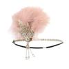 Años 20 Era Moderna Retro Baile Aleación Negra Pluma de Avestruz Pelusa Pedrería Perla Accesorios para el Cabello de Novia