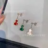 Nuevos Pendientes Estilo Calabaza de Qijia para Mujer, Chapados en Oro Rosa de 18K, Pendientes Largos con Ágata Roja, Tamaño Mediano, Lujo Ligero