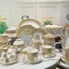 Juego de vajilla de porcelana de hueso retro europeo transfronterizo de 58 piezas con caballo de tiro gris, juego de café, juego de cuencos, cucharas y platos, juego para el hogar