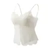 Estilo Novo Outono e Inverno Versão Coreana Camisola Básica Regata Roupa Íntima para Mulheres Decote V Acabamento em Renda Roupa Interna com Bojo Suporte nas Costas