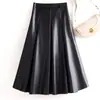 Falda de Cuero con Hebilla Vintage para Mujer, Otoño 2026 Nueva Falda de Cintura Alta Ajustada al Cuerpo que Resalta las Caderas, Falda Lápiz de Longitud Media Adelgazante