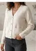 Cárdigan de Punto para Mujer Amazon Fashion, Abrigo Suéter Corto de Color Sólido con Botones, Suéter Versátil de Corte Ajustado para Otoño e Invierno