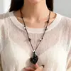 Collar con Colgante de Corazón Negro Esmaltado para Mujer, Cadena Larga Versátil de Alto Nivel para Suéter, Accesorio Versátil para Cuello Halter