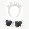 Diadema de perlas para novia europea y americana transfronteriza, gafas para fiesta de bodas, gafas de sol con corazón y letra, diadema de corona