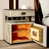 Mesa de Cabeceira Inteligente Segura com Design Moderno Minimalista Integrado, Carregamento Sem Fio, Trava de Impressão Digital e Bluetooth