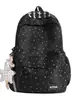 Mochila com padrão de ondas azul leitoso, estilo claro e artístico, estilo coreano, suave e versátil, adequada para viagens e passeios, faz o usuário parecer mais claro.