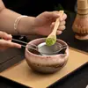 Juego de Ocho Piezas de Esmalte de Horno Antiguo para Matcha Set Completo de Herramientas para Batir Matcha Ceremonia del Té de Goteo Estilo Dinastía Song Tazón de Té Batidor de Matcha Tamiz de Matcha de 100 Púas