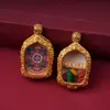 Pingente Thangka Artesanal Xizang Pintado a Ouro, Lado Duplo Deus Amarelo da Riqueza Caixa Zaki Lam Gau Amuleto para Uso Pessoal