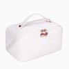 Bolsa de cosméticos a cuadros de Amazon para mujer, gran capacidad, portátil, con compartimentos avanzados, tipo almohada, para viaje, colección de cosméticos.