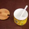 Pote de Condimentos Esmaltado Estilo Chinês Novo Pote de Sal de Cerâmica Jingdezhen Garrafa de Condimentos Pote para Macarrão com Pimenta Pote de Açúcar Pote de Molho Vinagre com Tampa