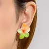 Pendientes de Flor de Resina de Margarita Fresca de Moda Transfronteriza Europea y Americana Pendientes de Pétalos Dulces Coloridos de Verano