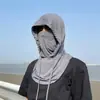 Gorro de seda helada para el sol de verano, visera para montar al aire libre, protección UV, protección facial completa para el cuello, protector solar tres en uno