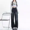 Jeans Wide-Leg Vintage para Menina Plus Size Calças Retas Soltas Altas Modeladoras Femininas