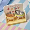 Plato de Cena para Mascotas, Mesa de Comedor para Gatos Antivuelco, Mesa de Comedor para Perros Pequeños y Medianos, Estante de Almacenamiento Ajustable, Mesa de Comedor para Mascotas