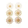 Pendientes Estilo Resort Bohemio Transfronterizos, Pendientes de Margarita Tejidos de Colores, Pendientes Florales Huecos de Rafia Hechos a Mano