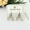 Aretes geométricos de acero inoxidable, broqueles dorados simples y elegantes, aretes colgantes versátiles a rayas estilo ins, joyería geométrica