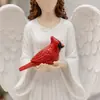 Enfeite de Anjo Pássaro Vermelho Segurando Pássaro Estátua de Resina Estilo Nórdico Mesa Sala de Estar Hall de Entrada Decoração de Casa Artesanato