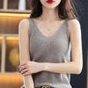 Ropa de punto de hilo de mecha nuevo de otoño transfronteriza, top sin mangas de tirantes finos con cuello en V, chaleco, prenda exterior corta para mujer, prenda interior