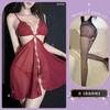 Lingerie Sexy com Decote Profundo em V e Design Vazado, Abertura na Virilha, Camisola Transparente, Roupa de Dormir Quente e Sedutora, Estilo Abstinence Qqny para Mulheres