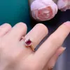 Anillo de Turmalina Pura Natural Plata de Ley S925 Incrustado con Cristales, Limpio, Buen Color, Buen Color de Fuego, Piedra Principal 5*7mm
