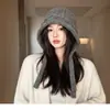 Gorro de punto para mujer, otoño e invierno, cálido, estilo coreano, hace que la cara se vea más pequeña, gorro de lana, adecuado para circunferencia de cabeza grande, versátil, protección para los oídos, gorro para clima frío