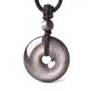 Colgante de collar con hebilla de paz de obsidiana plateada natural, colgante para llavero de 30 mm de diámetro, joyería para hombres y mujeres