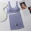 Roupa íntima de esporte sem costura transfronteiriça para menina, sutiã esportivo sem aro, top com suporte para o peito, conjunto de box