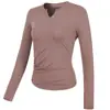 Top deportivo transfronterizo para mujer, cuello en V, elástico, de secado rápido, ropa de yoga, entrenamiento, manga larga, ropa ajustada adelgazante, ropa de fitness para otoño e invierno