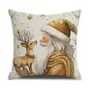 Funda de Almohada de Dibujos Animados Serie Navideña Moda Simple Impresa de Santa Claus Reno Muñeco de Nieve Funda Decorativa para Almohada de Coche